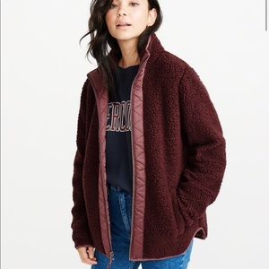 Burgundy Fleece Abercrombie Jacket